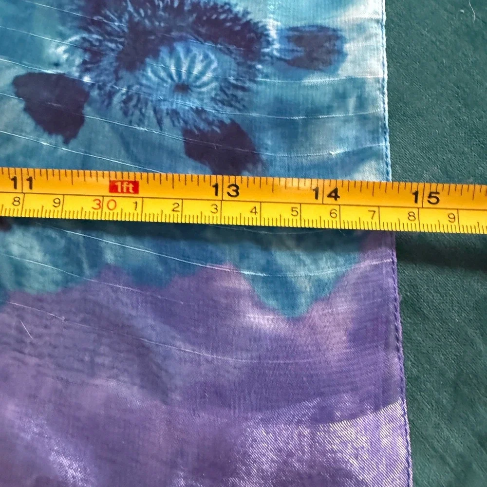 Vintage Floral Sheer Scarf‎ Lot of 2 Blue Purple Poppy Pink Wild Rose Oblong